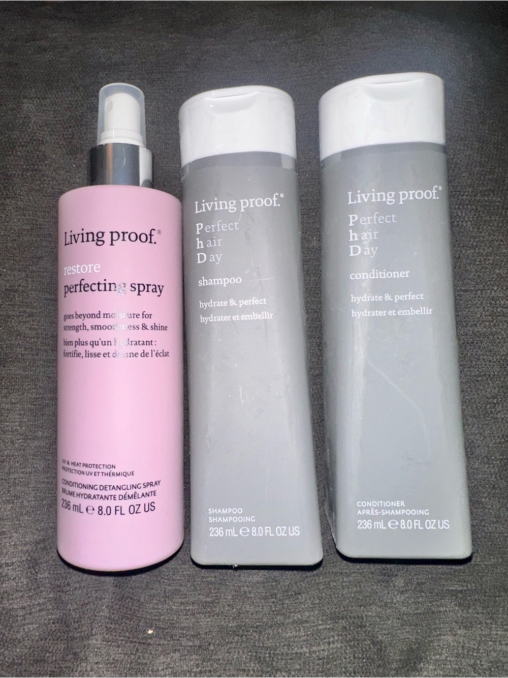Living Proof Restore Spray & Perfect Day Shampoo & Conditioner